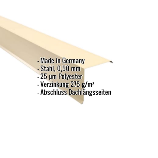 Ortgangwinkel | 15 x 15 cm | Stahl 0,50 mm | 25 µm Polyester | 1015 - Hellelfenbein #2