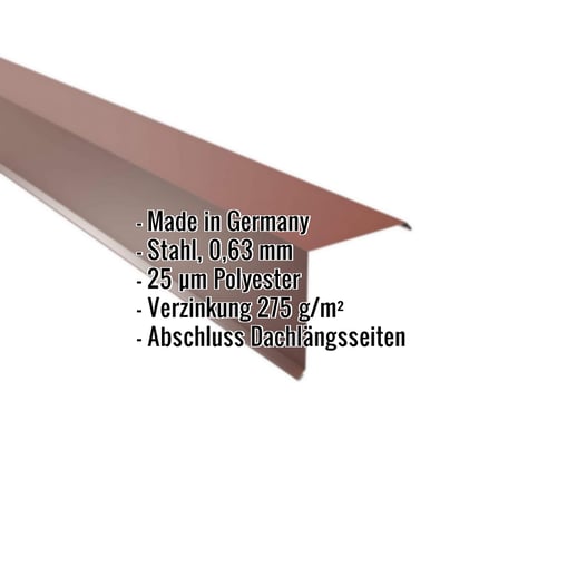 Ortgangwinkel | 15 x 15 cm | Stahl 0,63 mm | 25 µm Polyester | 8012 - Rotbraun #2