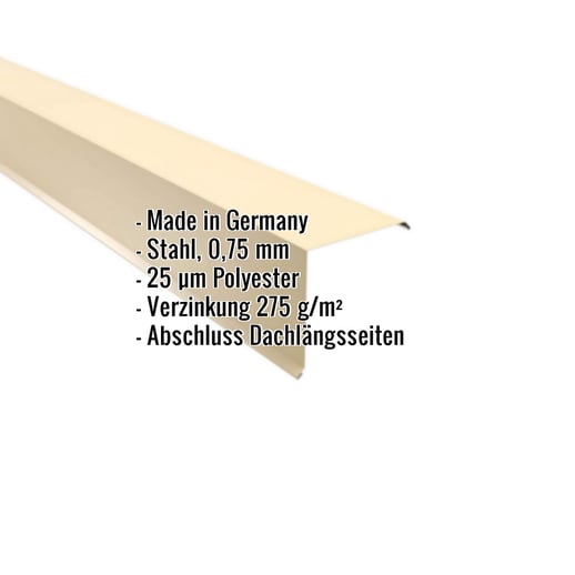 Ortgangwinkel | 15 x 15 cm | Stahl 0,75 mm | 25 µm Polyester | 1015 - Hellelfenbein #2