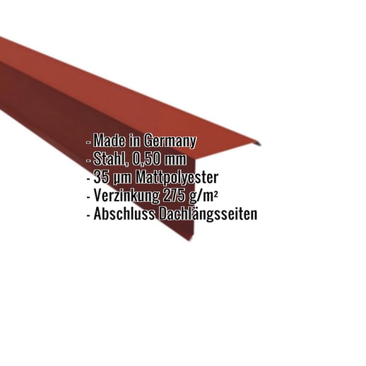 Ortgangwinkel | 15 x 15 cm | Stahl 0,50 mm | 35 µm Mattpolyester | 29 - Rot #2
