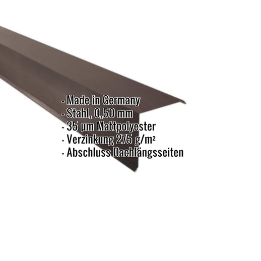 Ortgangwinkel | 15 x 15 cm | Stahl 0,50 mm | 35 µm Mattpolyester | 32 - Dunkelbraun #2