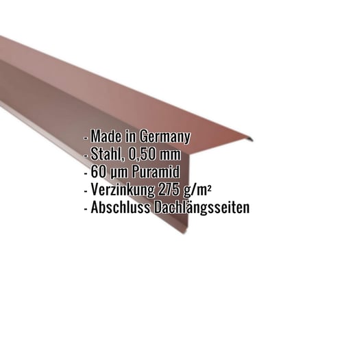 Ortgangwinkel | 15 x 15 cm | Stahl 0,50 mm | 60 µm Puramid | 8012 - Rotbraun #2