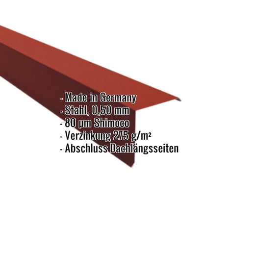 Ortgangwinkel | 15 x 15 cm | Stahl 0,50 mm | 80 µm Shimoco | 3009 - Oxidrot #2