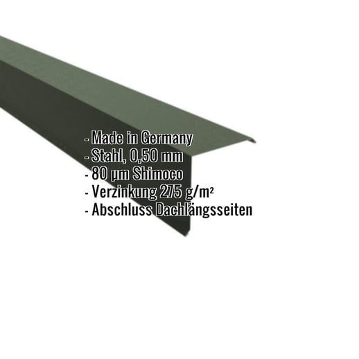 Ortgangwinkel | 15 x 15 cm | Stahl 0,50 mm | 80 µm Shimoco | 6020 - Chromoxidgrün #2