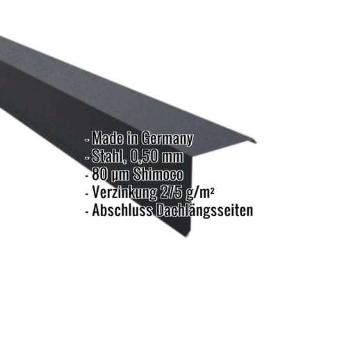 Ortgangwinkel | 15 x 15 cm | Stahl 0,50 mm | 80 µm Shimoco | 7016 - Anthrazitgrau #2