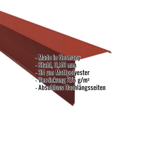 Ortgangwinkel | 20 x 20 cm | Stahl 0,50 mm | 35 µm Mattpolyester | 29 - Rot #2