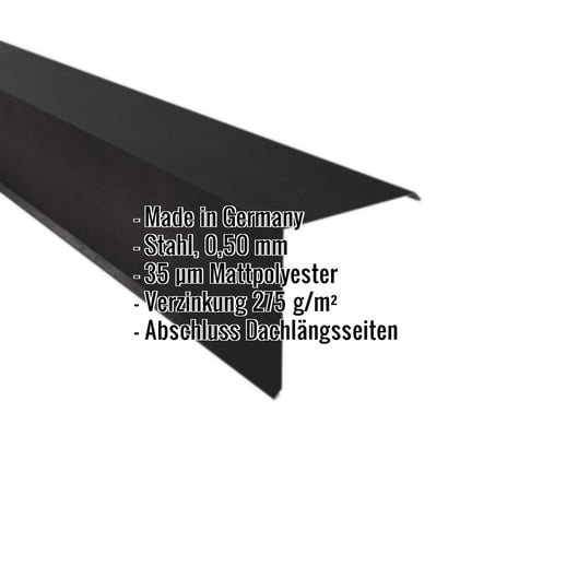Ortgangwinkel | 20 x 20 cm | Stahl 0,50 mm | 35 µm Mattpolyester | 33 - Schwarz #2