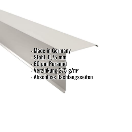 Ortgangwinkel | 20 x 20 cm | Stahl 0,75 mm | 60 µm Puramid | 9002 - Grauweiß #2