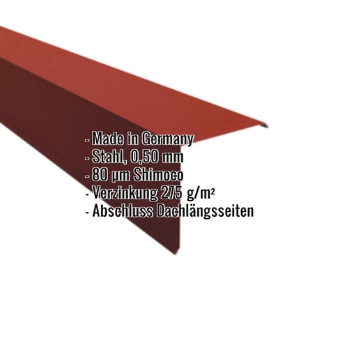 Ortgangwinkel | 20 x 20 cm | Stahl 0,50 mm | 80 µm Shimoco | 3009 - Oxidrot #2