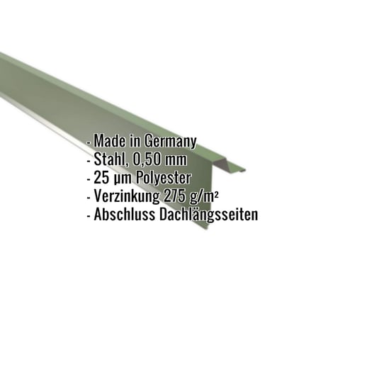 Ortgangwinkel | Stehfalzprofil 33/500 | Stahl 0,50 mm | 25 µm Polyester | 6011 - Resedagrün #2