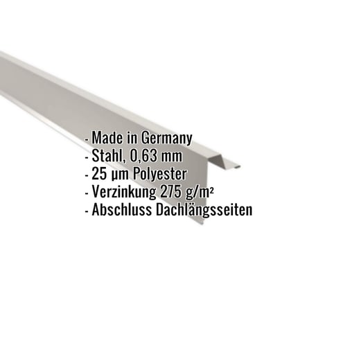 Ortgangwinkel | Stehfalzprofil 33/500 | Stahl 0,63 mm | 25 µm Polyester | 9002 - Grauweiß #2