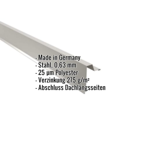 Ortgangwinkel | Stehfalzprofil 33/500 | Stahl 0,63 mm | 25 µm Polyester | 9006 - Weißaluminium #2