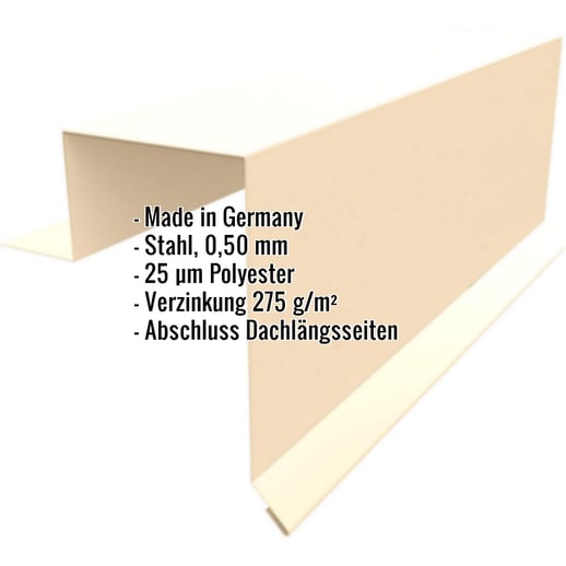 Ortgangwinkel | Stehfalzprofil PD-510-S | Stahl 0,50 mm | 25 µm Polyester | 1015 - Hellelfenbein #2