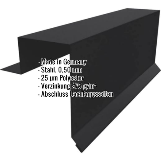 Ortgangwinkel | Stehfalzprofil PD-510-S | Stahl 0,50 mm | 25 µm Polyester | 9005 - Tiefschwarz #2
