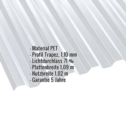PET Spundwandplatte | 70/18 | 1,10 mm | Klar | Blueline | 2,00 m #2