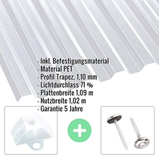 PET Spundwandplatte | 76/18 | Sparpaket | 1,10 mm | Klar | Blueline | Breite 3,13 m | Länge 2,00 m #2