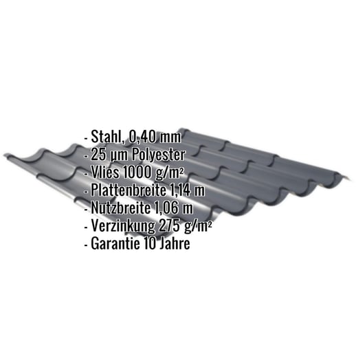 Pfannenblech 2/1060 | Anti-Tropf 1000 g/m² | Sonderposten | Stahl 0,40 mm | 25 µm Polyester | 7016 - Anthrazitgrau #2