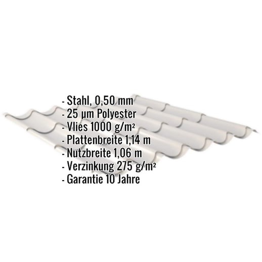 Pfannenblech 2/1060 | Anti-Tropf 1000 g/m² | Stahl 0,50 mm | 25 µm Polyester | 7035 - Lichtgrau #2
