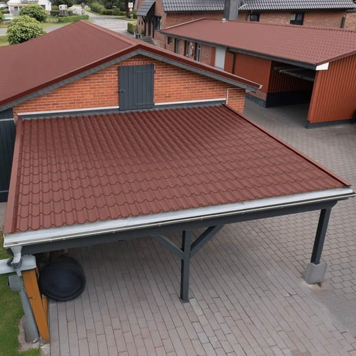 Pfannenblech 2/1060 | Anti-Tropf 1000 g/m² | Stahl 0,50 mm | 60 µm Puramid | 8012 - Rotbraun #5