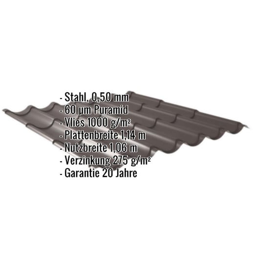 Pfannenblech 2/1060 | Anti-Tropf 1000 g/m² | Stahl 0,50 mm | 60 µm Puramid | 8017 - Schokoladenbraun #2