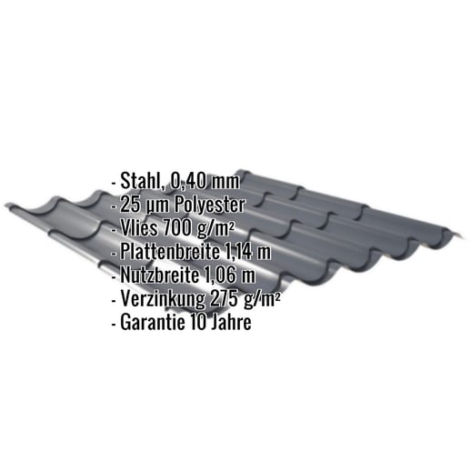 Pfannenblech 2/1060 | Anti-Tropf 700 g/m² | Sonderposten | Stahl 0,40 mm | 25 µm Polyester | 7016 - Anthrazitgrau #2