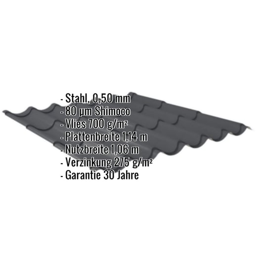Pfannenblech 2/1060 | Anti-Tropf 700 g/m² | Stahl 0,50 mm | 80 µm Shimoco | 7016 - Anthrazitgrau #2