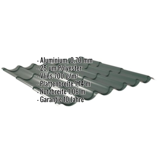 Pfannenblech 2/1060 | Anti-Tropf 700 g/m² | Aluminium 0,70 mm | 25 µm Polyester | 6005 - Moosgrün #2