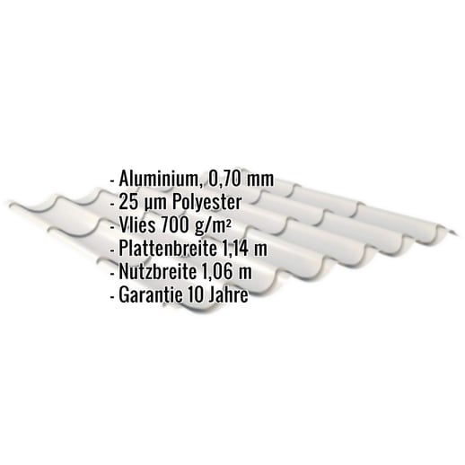 Pfannenblech 2/1060 | Anti-Tropf 700 g/m² | Aluminium 0,70 mm | 25 µm Polyester | 9006 - Weißaluminium #2
