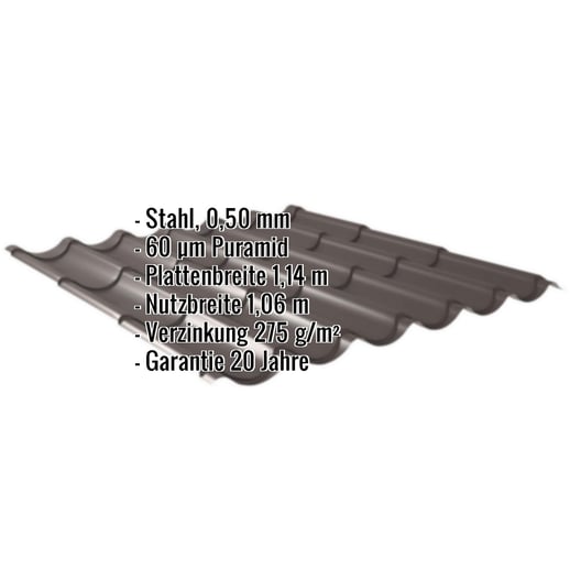Pfannenblech 2/1060 | Stahl 0,50 mm | 60 µm Puramid | 8017 - Schokoladenbraun #2