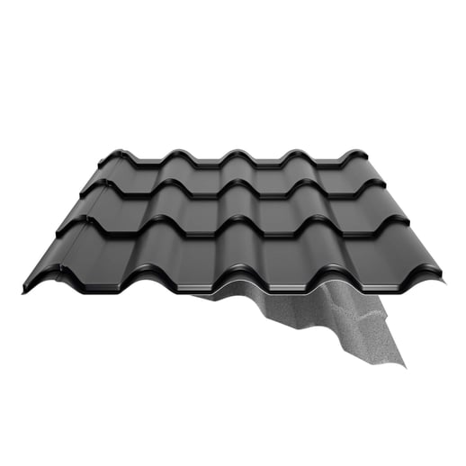 Pfannenblech EUROPA | Anti-Tropf 1000 g/m² | Stahl 0,50 mm | 25 µm Polyester | 9005 - Tiefschwarz #7