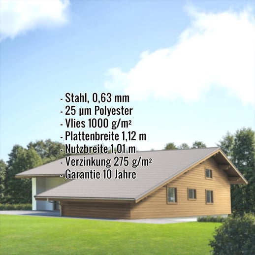 Pfannenblech EUROPA | Anti-Tropf 1000 g/m² | Stahl 0,63 mm | 25 µm Polyester | 9006 - Weißaluminium #2