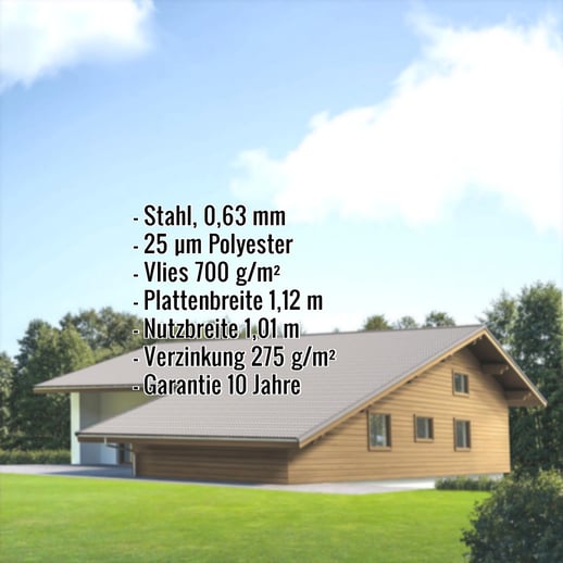 Pfannenblech EUROPA | Anti-Tropf 700 g/m² | Stahl 0,63 mm | 25 µm Polyester | 9006 - Weißaluminium #2