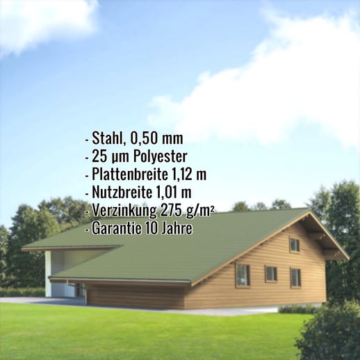 Pfannenblech EUROPA | Stahl 0,50 mm | 25 µm Polyester | 6011 - Resedagrün #2