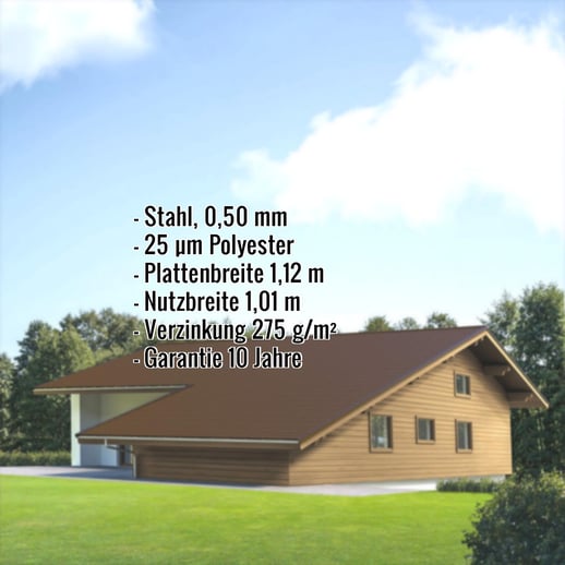 Pfannenblech EUROPA | Stahl 0,50 mm | 25 µm Polyester | 8014 - Sepiabraun #2