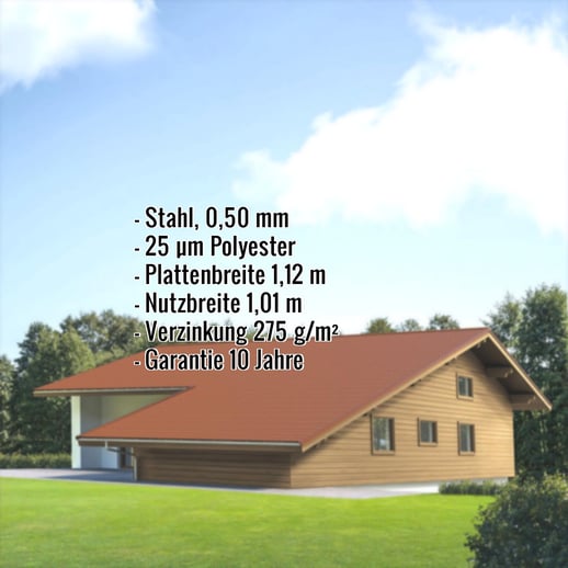 Pfannenblech EUROPA | Stahl 0,50 mm | 25 µm Polyester | 8004 - Kupferbraun #2