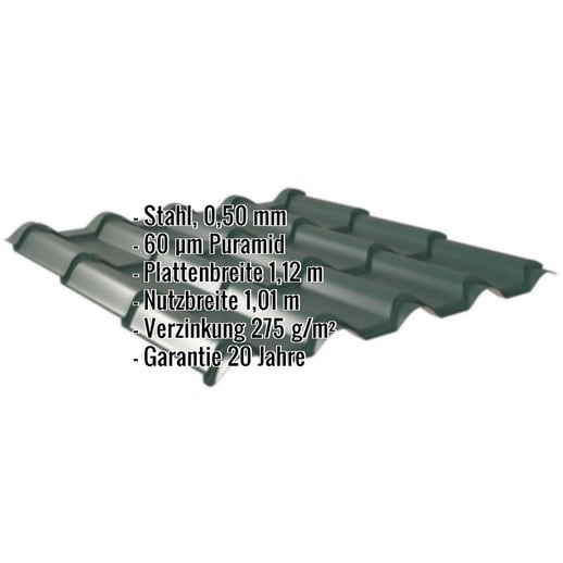 Pfannenblech EUROPA | Stahl 0,50 mm | 60 µm Puramid | 6005 - Moosgrün #2