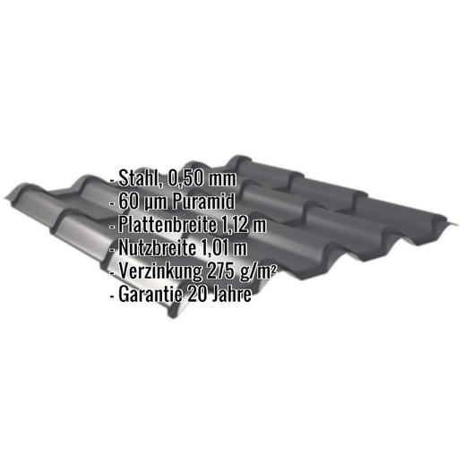 Pfannenblech EUROPA | Stahl 0,50 mm | 60 µm Puramid | 7016 - Anthrazitgrau #2