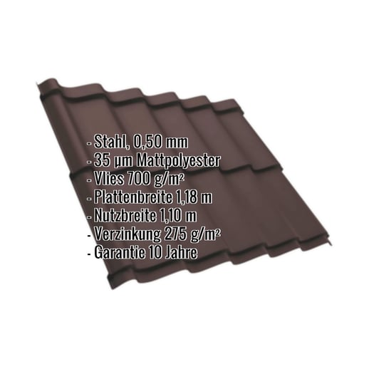 Pfannenblech Szafir 350/15 | Anti-Tropf 700 g/m² | Stahl 0,50 mm | 35 µm Mattpolyester | 8017 - Schokoladenbraun #2