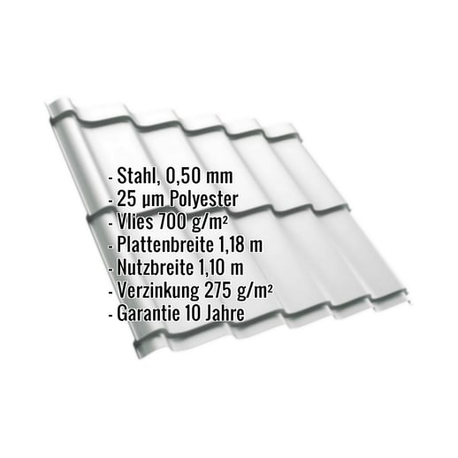 Pfannenblech Szafir 350/15 | Anti-Tropf 700 g/m² | Stahl 0,50 mm | 25 µm Polyester | 7035 - Lichtgrau #2