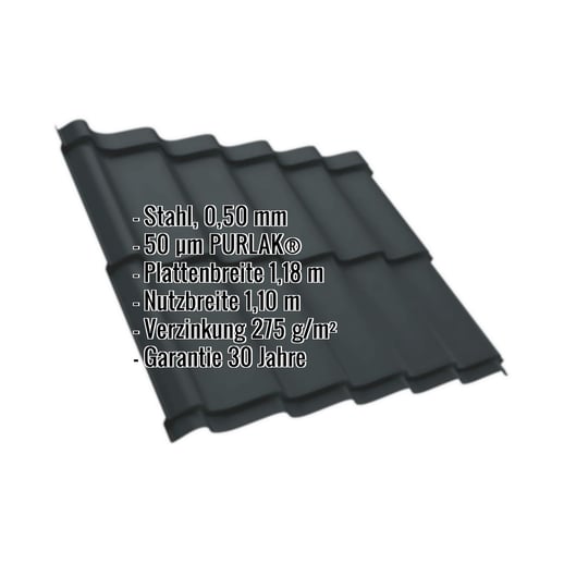 Pfannenblech Szafir 350/15 | Stahl 0,50 mm | 50 µm PURLAK® | 7016 - Anthrazitgrau #2