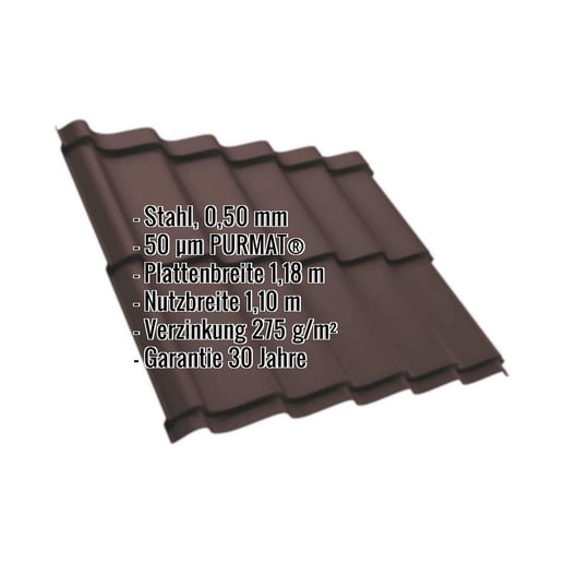 Pfannenblech Szafir 350/15 | Stahl 0,50 mm | 50 µm PURMAT® | 8017 - Schokoladenbraun #2