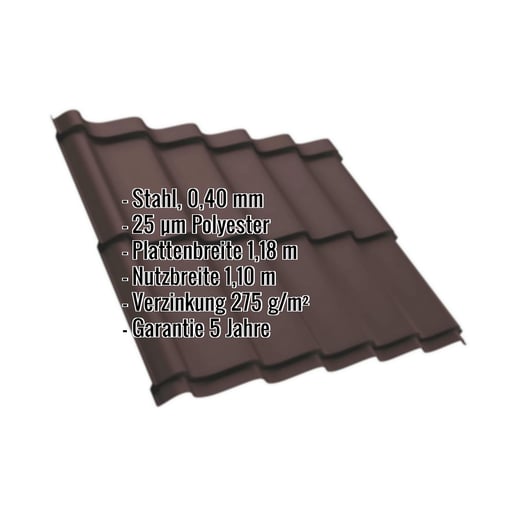Pfannenblech Szafir 350/15 | Stahl 0,40 mm | 25 µm Polyester | 8017 - Schokoladenbraun #2