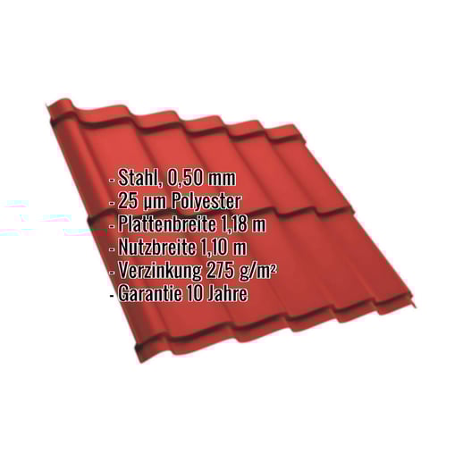 Pfannenblech Szafir 350/15 | Stahl 0,50 mm | 25 µm Polyester | 3016 - Korallenrot #2