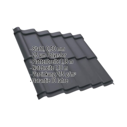 Pfannenblech Szafir 350/15 | Stahl 0,50 mm | 25 µm Polyester | 7024 - Graphitgrau #2