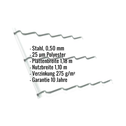Pfannenblech Szafir 350/15 | Stahl 0,50 mm | 25 µm Polyester | 9010 - Reinweiß #2