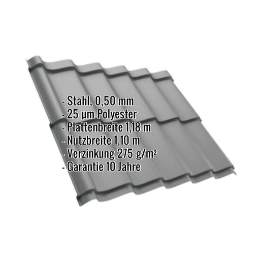 Pfannenblech Szafir 350/15 | Stahl 0,50 mm | 25 µm Polyester | 9007 - Graualuminium #2