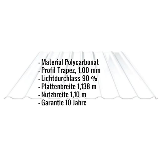 Polycarbonat Spundwandplatte | 20/1100 | 1,00 mm | Klar | 3,00 m #2