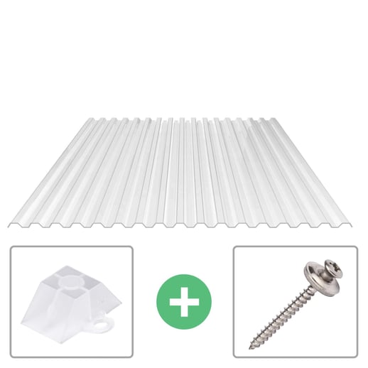 Polycarbonat Spundwandplatte | 76/18 | Sparpaket | 0,90 mm | Klar | Breite 3,24 m | Länge 2,00 m #1