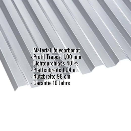 Polycarbonat Spundwandplatte | 76/18 | 1,00 mm | Grau | Temperaturreduzierend | 3,00 m #2