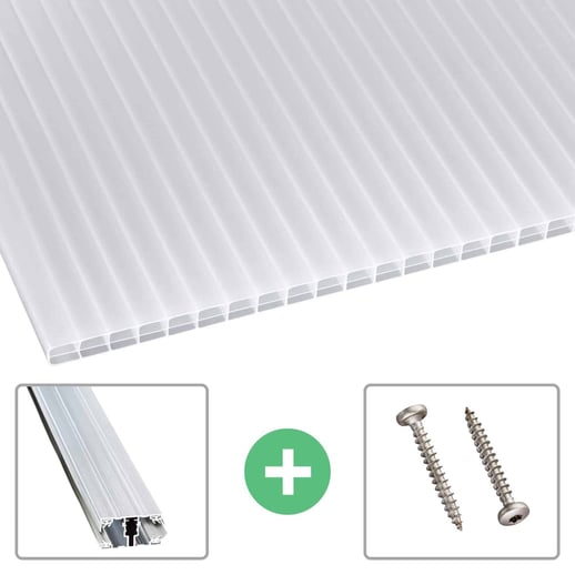 Polycarbonat Stegplatte | 16 mm | Profil A1 | Sparpaket | Plattenbreite 98 cm | Opal Weiß | Blueline | Breite 4,09 m | Länge 3,00 m #1